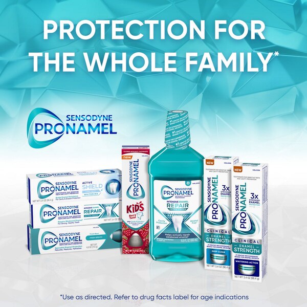 Sensodyne Pronamel Active Shield Whitening Toothpaste for Sensitive Teeth and Cavity Prevention, Builds Enamel Resistance, Cool Mint, 3.4 OZ