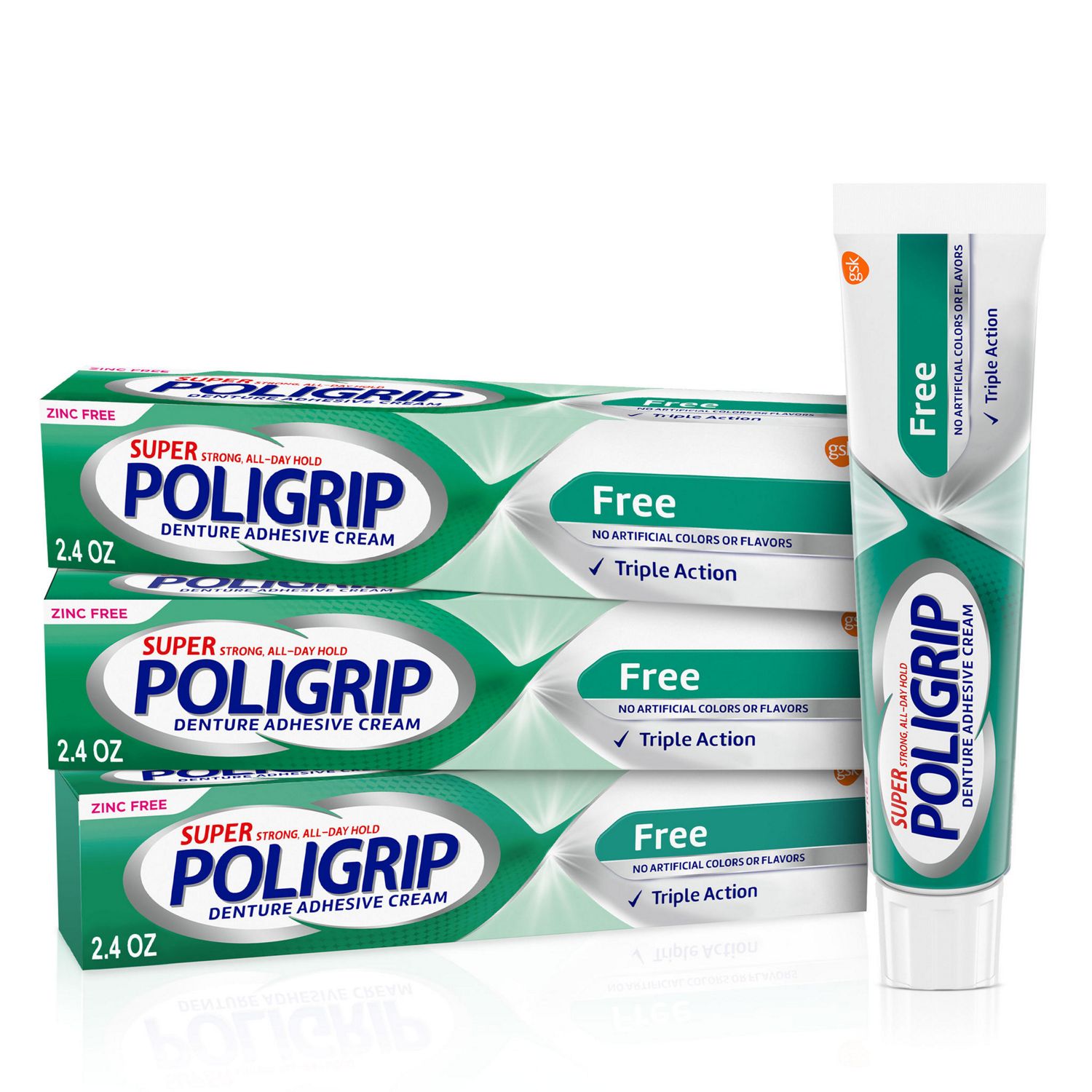 Super Poligrip Denture Adhesive Cream, 2.4 OZ, 3 CT