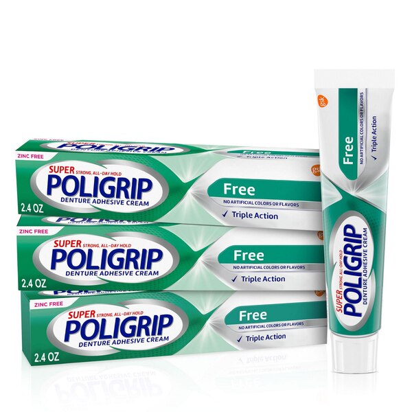 Super Poligrip Denture Adhesive Cream, 2.4 OZ, 3 CT