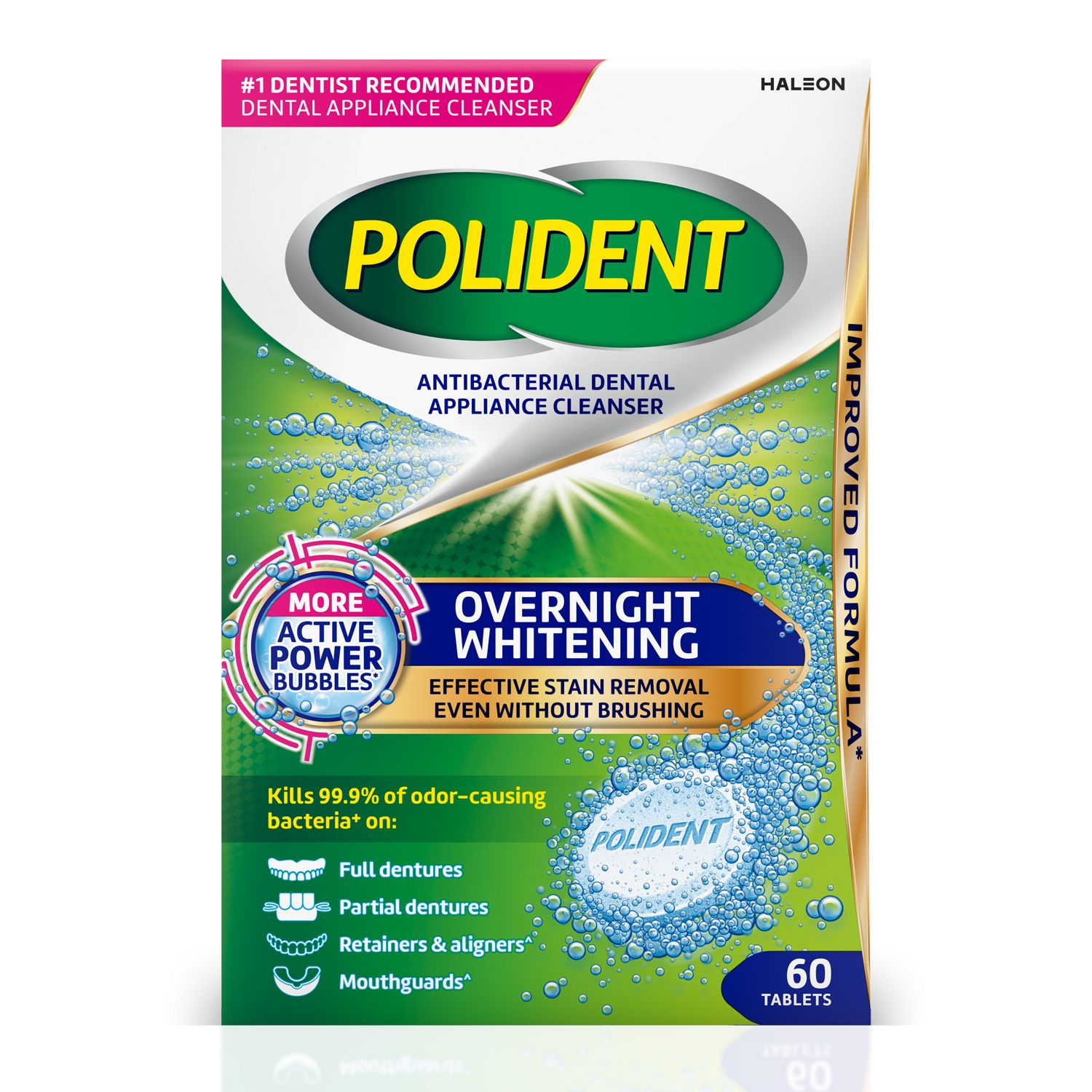 Polident Overnight Whitening Denture Cleanser, 60 CT