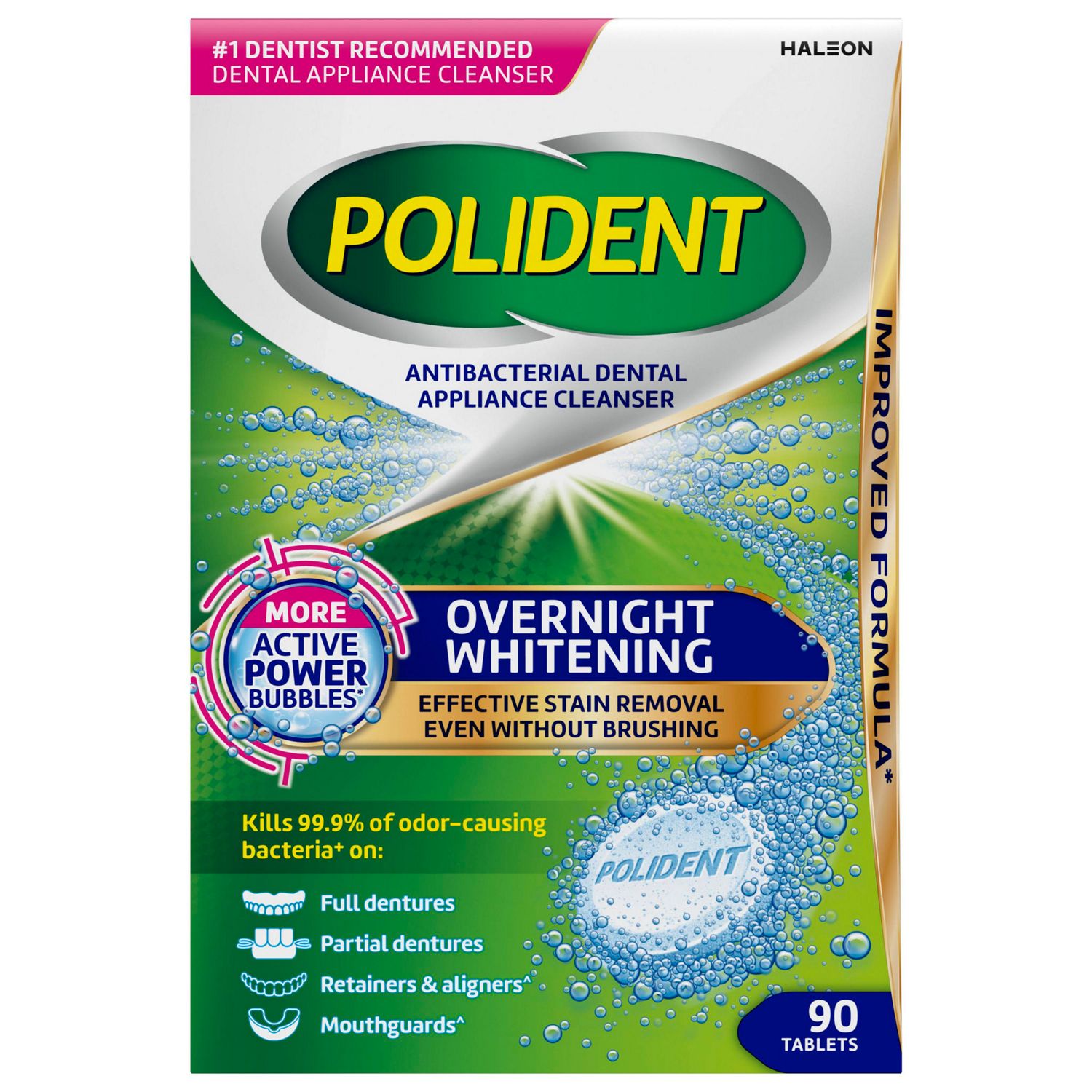 Polident Overnight Whitening Denture Cleanser, 90 CT