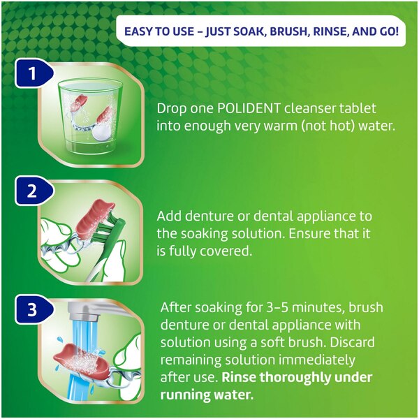 Polident Overnight Whitening Denture Cleanser, 90 CT
