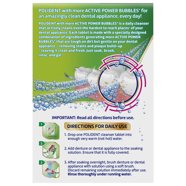 Polident Overnight Whitening Denture Cleanser, 90 CT