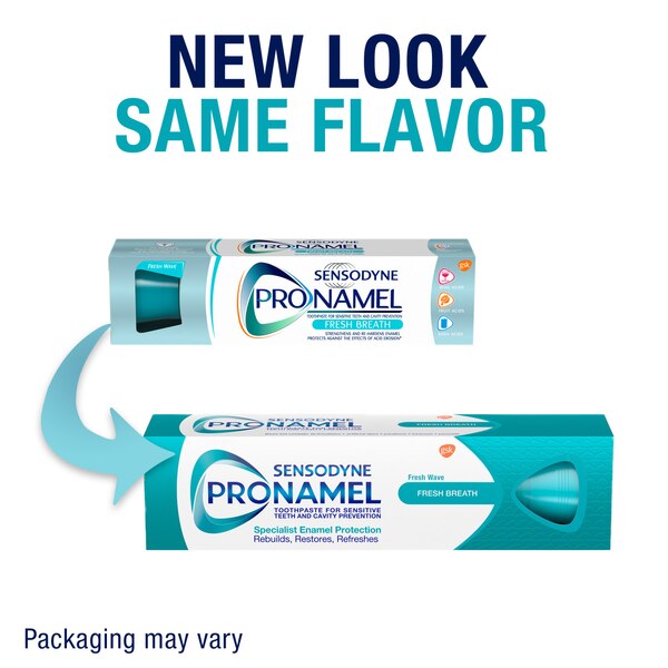 Sensodyne Pronamel Fresh Breath Toothpaste for Sensitive Teeth and Cavity Protection, Fresh Wave, 4 OZ