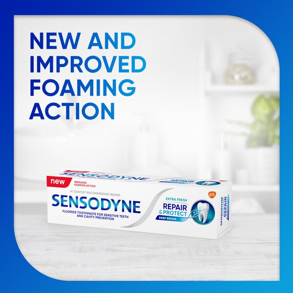 Sensodyne Repair and Protect Fluoride Toothpaste for Sensitive Teeth and Cavity Protection, Extra Fresh, 3.4 OZ