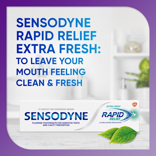 Sensodyne Rapid Relief Sensitive Toothpaste, Extra Fresh, 3.4 OZ