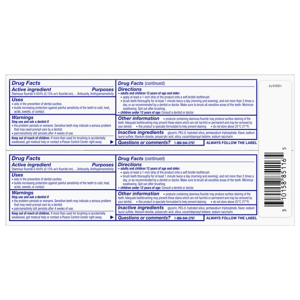 Sensodyne Repair and Protect Fluoride Toothpaste for Sensitive Teeth and Cavity Protection, Whitening, 3.4 OZ, 2 Pack