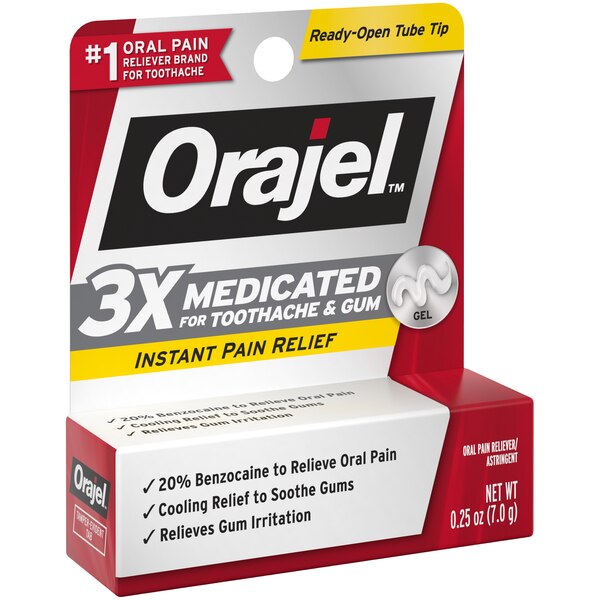 Orajel 3X Medicated For Toothache & Gum Gel, .25 OZ