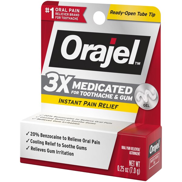 Orajel 3X Medicated For Toothache & Gum Gel, .25 OZ