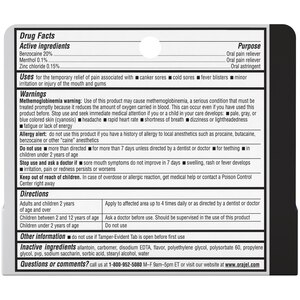 Orajel Medicated Instant Pain Relief Gel for All Mouth Sores with 20% Benzocaine