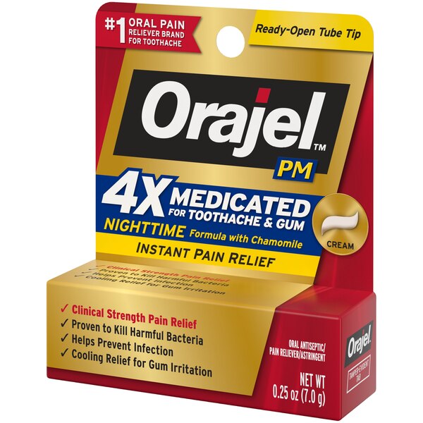 Orajel PM for Toothache & Gum Instant Pain Relief, Nighttime Formula with Chamomile, Oral Antiseptic and Astringent, Clinical Strength, 0.25 OZ