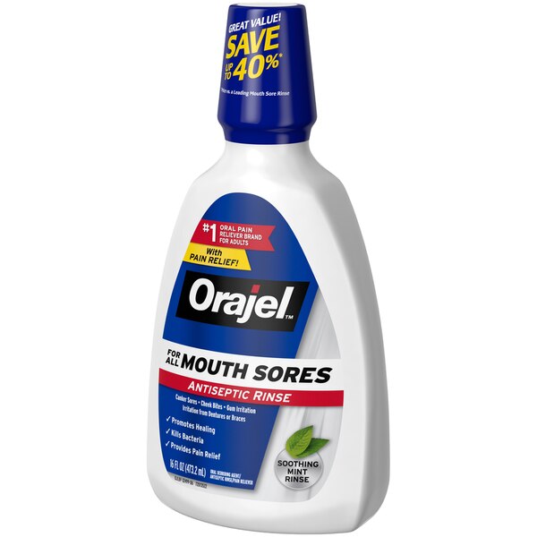 Orajel Antiseptic Rinse for All Mouth Sores, Mint