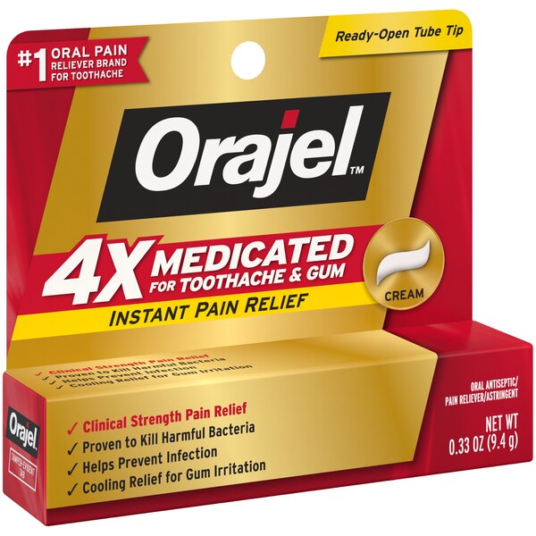 Orajel Instant Oral Pain Reliever Cream, Clinical Strength, 0.33 OZ