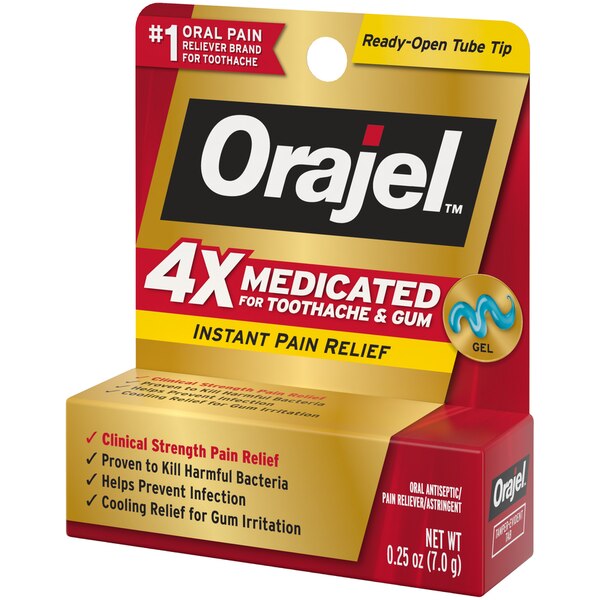 Orajel Instant Pain Relief Gel, Oral Antiseptic and Astringent, Clinical Strength, 0.25 OZ