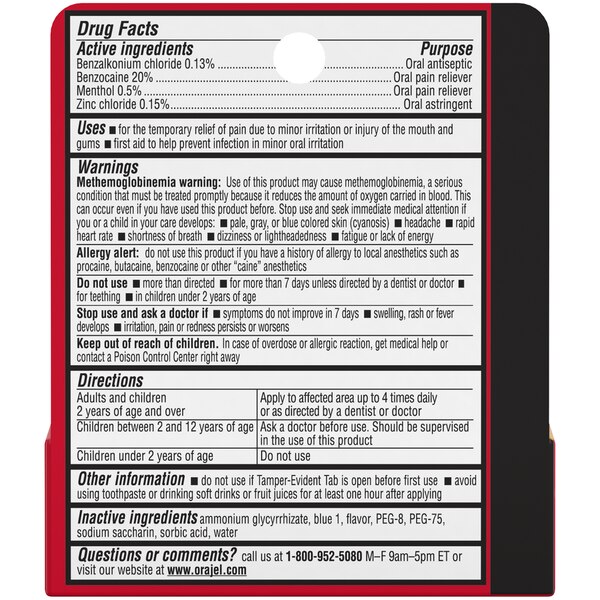Orajel Instant Pain Relief Gel, Oral Antiseptic and Astringent, Clinical Strength, 0.25 OZ