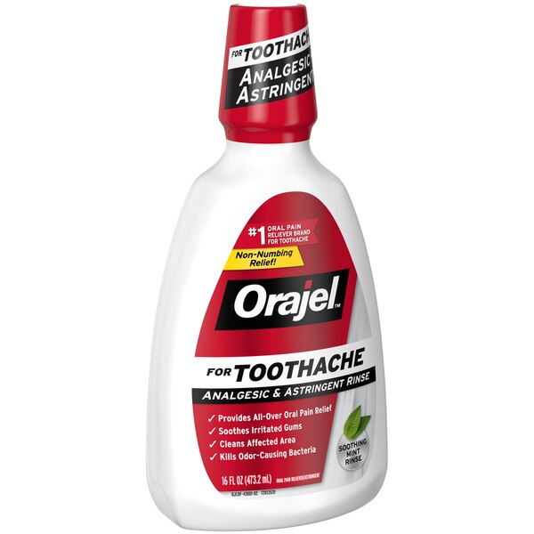 Orajel Toothache Analgesic and Astringent Rinse, 16 OZ