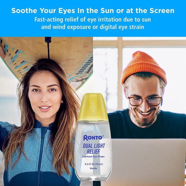 Rohto Dual Light Relief Lubricant Eye Drops, Multi-Symptom Relief, .6 fl oz