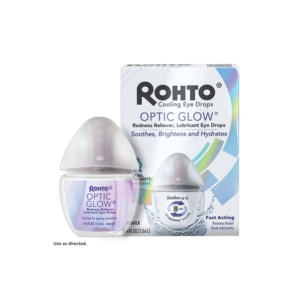 Rohto Optic Glow Redness Reliever, Whitening, Lubricant Eye Drops, 0.4 fl oz 