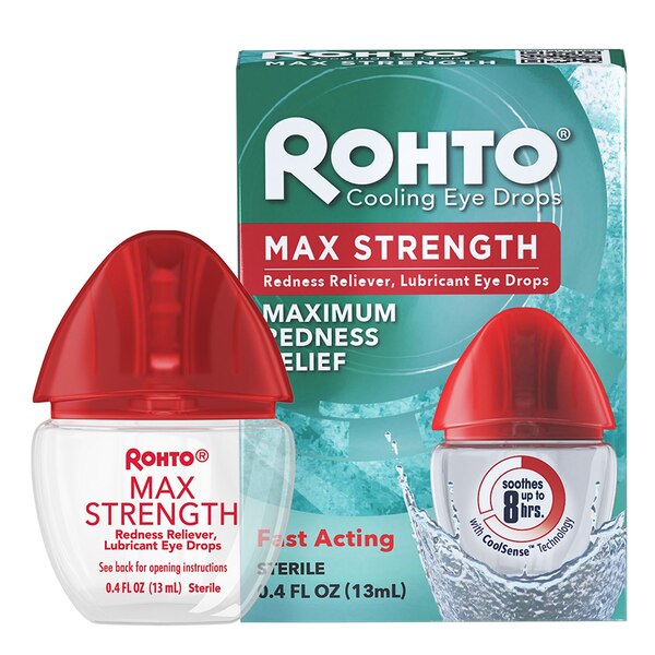 ROHTO Max Strength Redness Relief Eyedrops, 0.4 fl oz