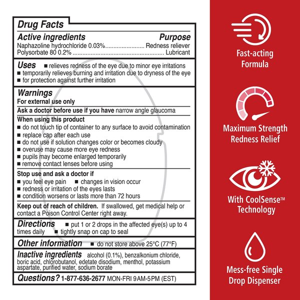 ROHTO Max Strength Redness Relief Eyedrops, 0.4 fl oz