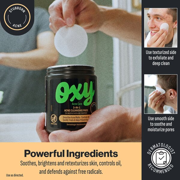 Oxy 3-In-1 Acne Facial Cleansing Pads, 90CT
