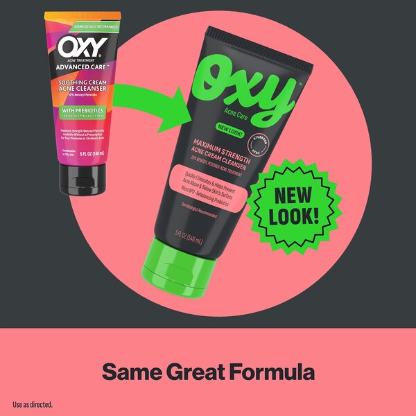 Oxy Maximum Strength 10% Benzoyl Peroxide Acne Face Wash, 5 fl oz