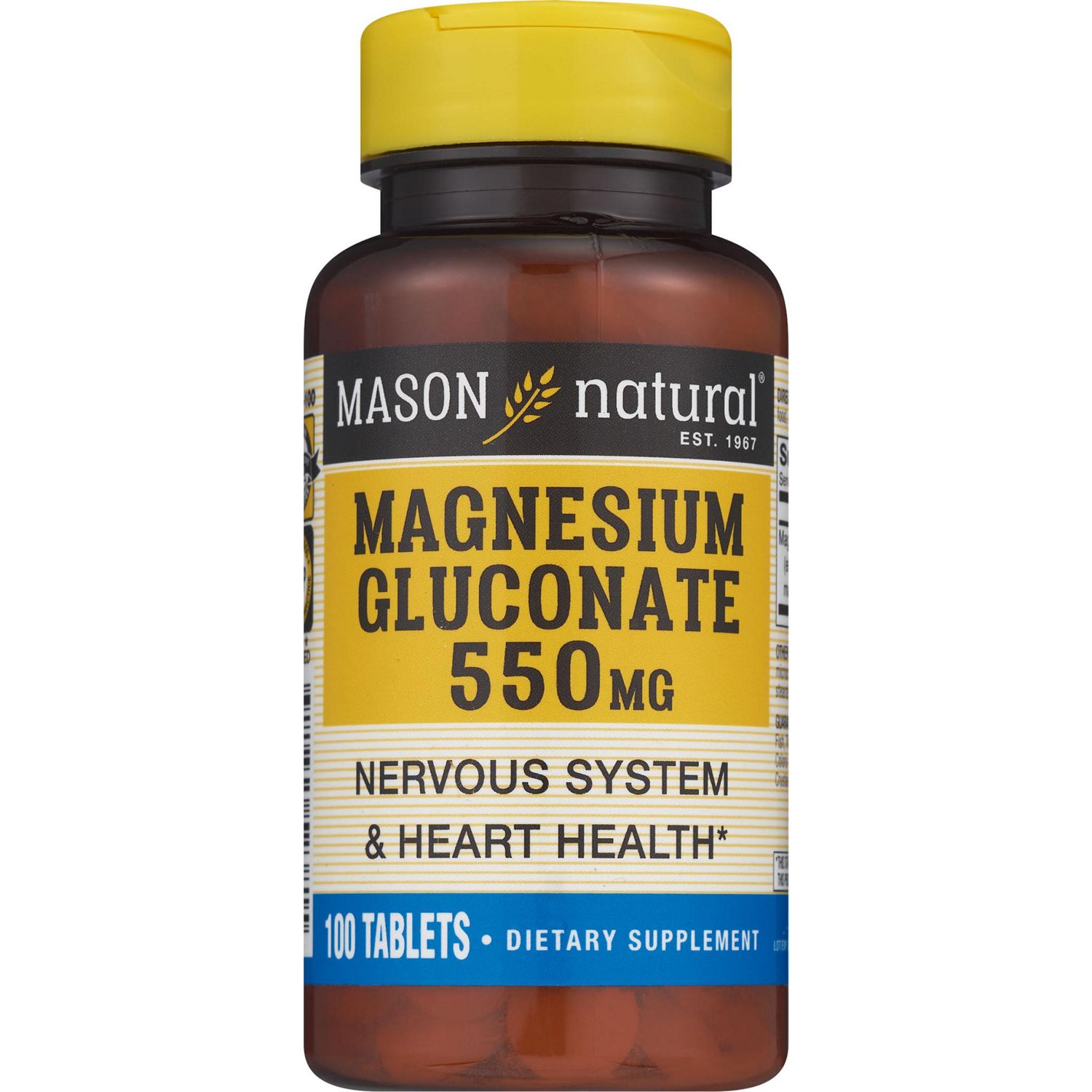 Mason Natural Magnesium Gluconate 550mg, 100 CT