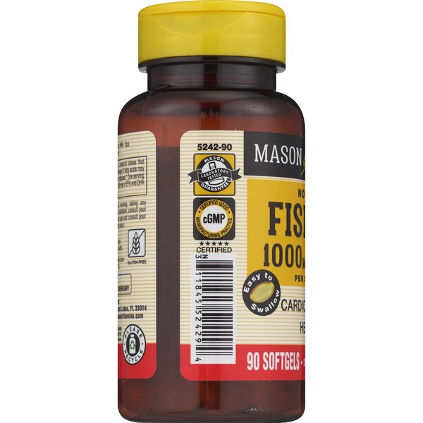 Mason Natural Fish Oil 1,000MG, Omega-3 300MG, Softgels, 90 CT