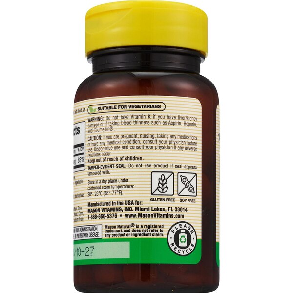 Mason Natural Vitamin K 100 mcg, 100 CT