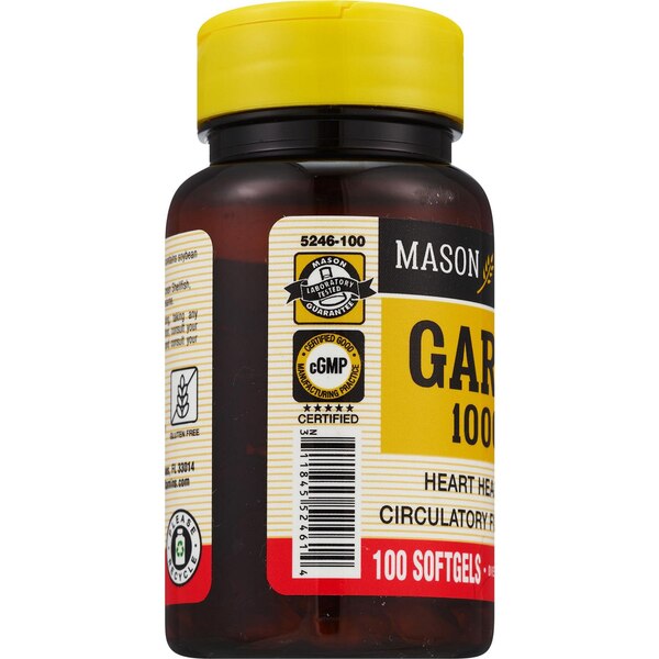 Mason Natural Garlic 1,000 MG Softgels, 100 CT