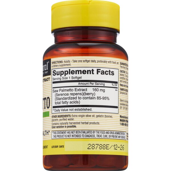 Mason Natural Saw Palmetto Softgels, 60 CT
