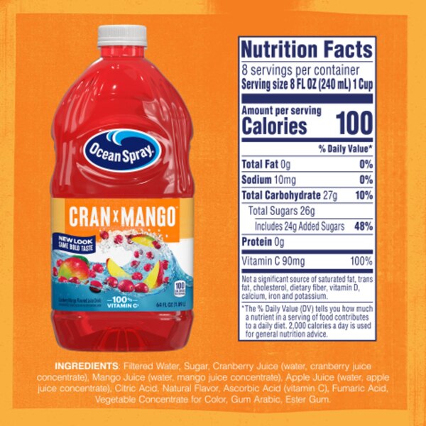 Ocean Spray, Cranberry Mango Juice Drink, 64 oz