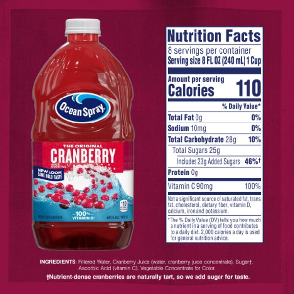 Ocean Spray, Cranberry Juice Cocktail, 64 oz