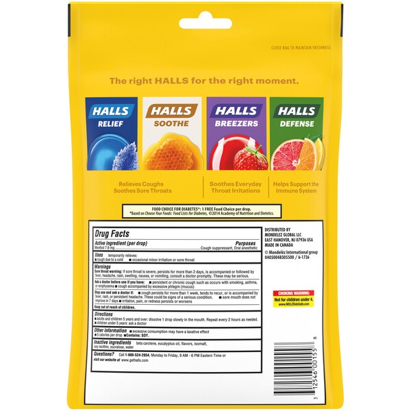 Halls Relief Sugar Free Cough Drops