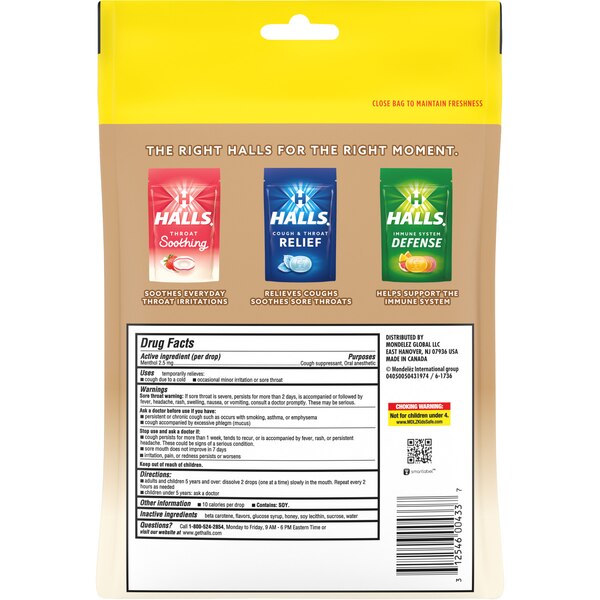 HALLS Throat Soothing Cough Drops, Honey Vanilla, 80 CT