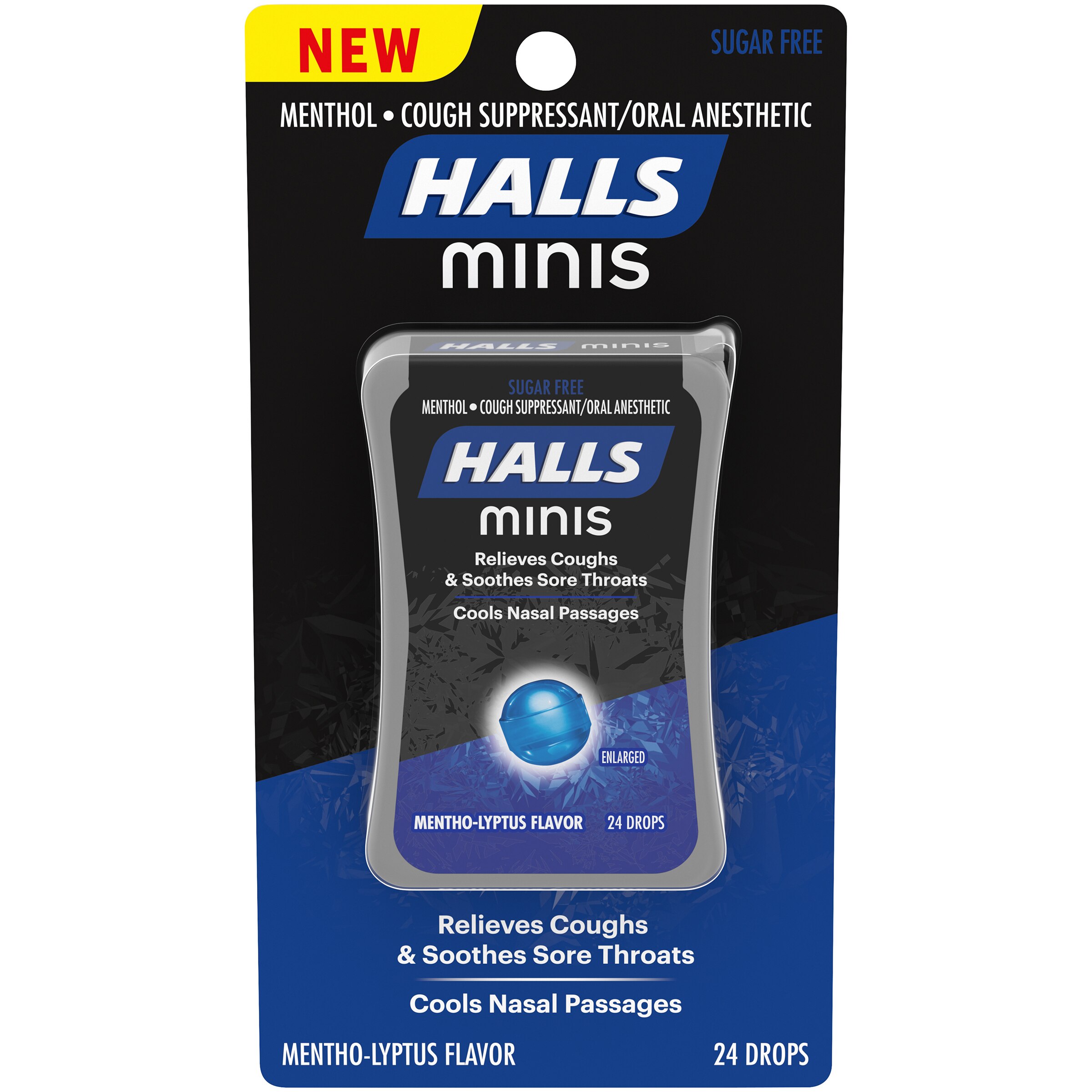 HALLS Minis, Sugar Free Flavored Cough Drops, 24 CT