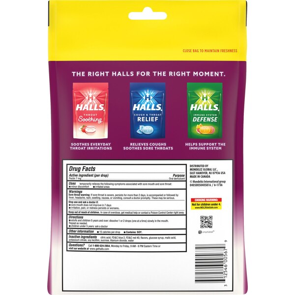 HALLS Throat Soothing (Previously HALLS Breezers) Cool Berry Throat Drops, Economy Pack, 70 Drops