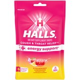 Halls Cough & Throat Relief + Energy Support, Strawberry Lemonade, 25 CT, thumbnail image