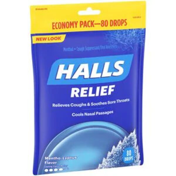 Halls Cough Drops, Mentho-Lyptus, 80 CT