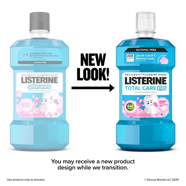 Listerine Smart Rinse Kids Anticavity Mouthwash, Bubble Blast, 16.9 OZ