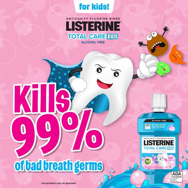 Listerine Smart Rinse Kids Anticavity Mouthwash, Bubble Blast, 16.9 OZ