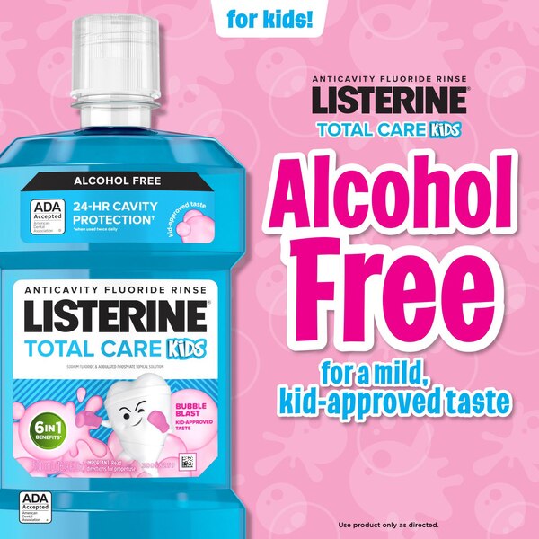 Listerine Smart Rinse Kids Anticavity Mouthwash, Bubble Blast, 16.9 OZ