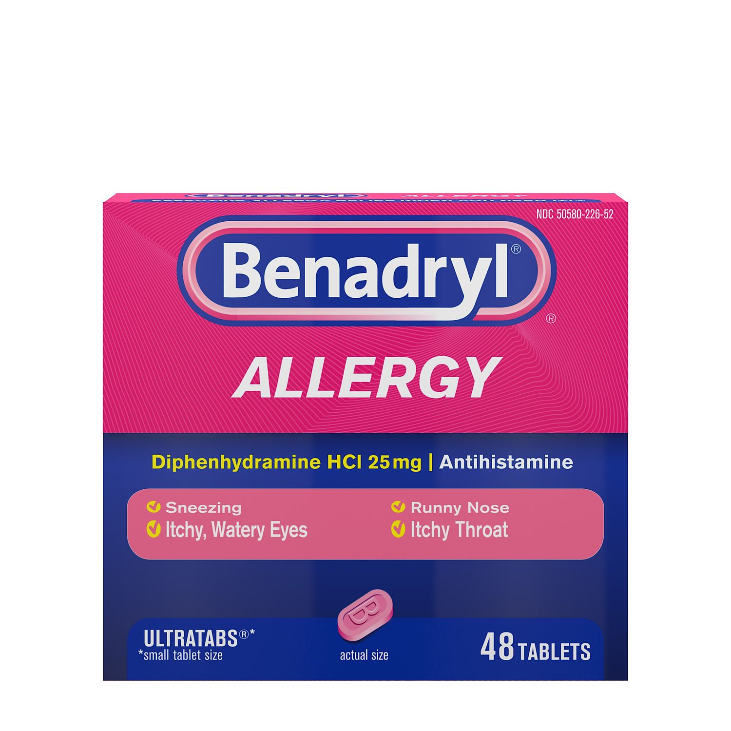 Benadryl Ultratabs - Antihistamínico para alergias en tabletas, 48 u.
