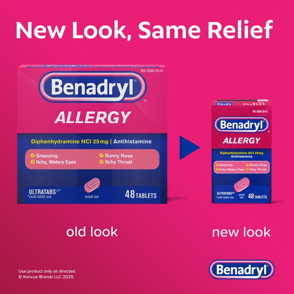 Benadryl Ultratabs Antihistamine Allergy Medicine Tablets, 48 ct