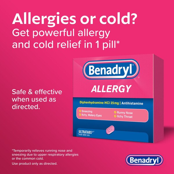 Benadryl Ultratabs Antihistamine Allergy Medicine Tablets, 48 ct