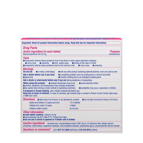 Benadryl Ultratabs Antihistamine Allergy Medicine Tablets, 48 ct