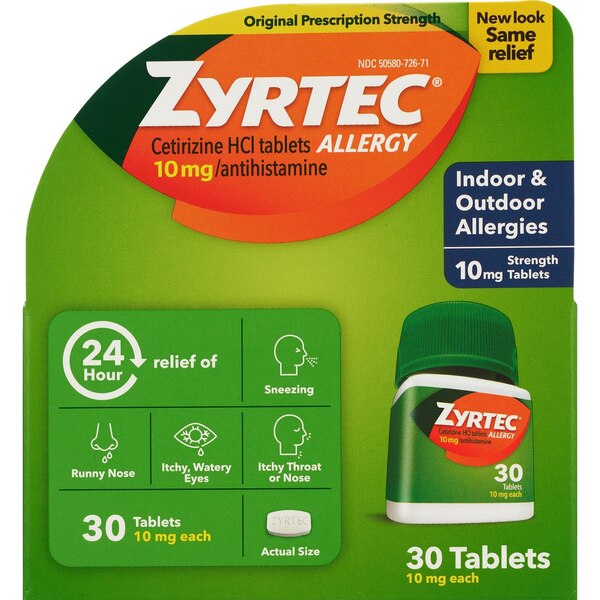 Zyrtec 24HR Allergy Relief Tablets, 10mg Cetirizine HCl