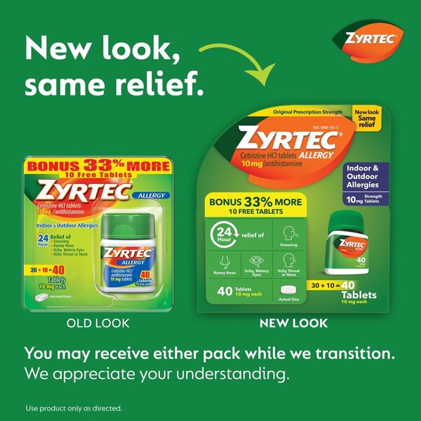 Zyrtec 24HR Allergy Relief Tablets, 10mg Cetirizine HCl
