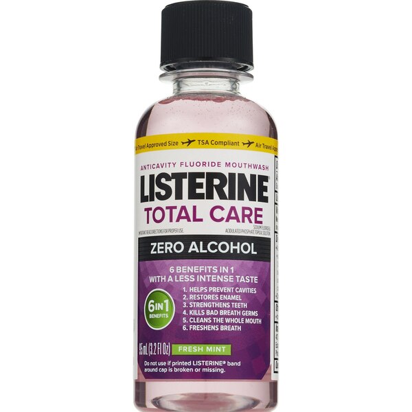 Listerine Total Care Anticavity Fluoride Zero Alcohol Mouthwash, Fresh Mint, 3.2 OZ