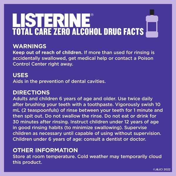 Listerine Total Care Alcohol Free Anticavity Fluoride Mouthwash, Fresh Mint